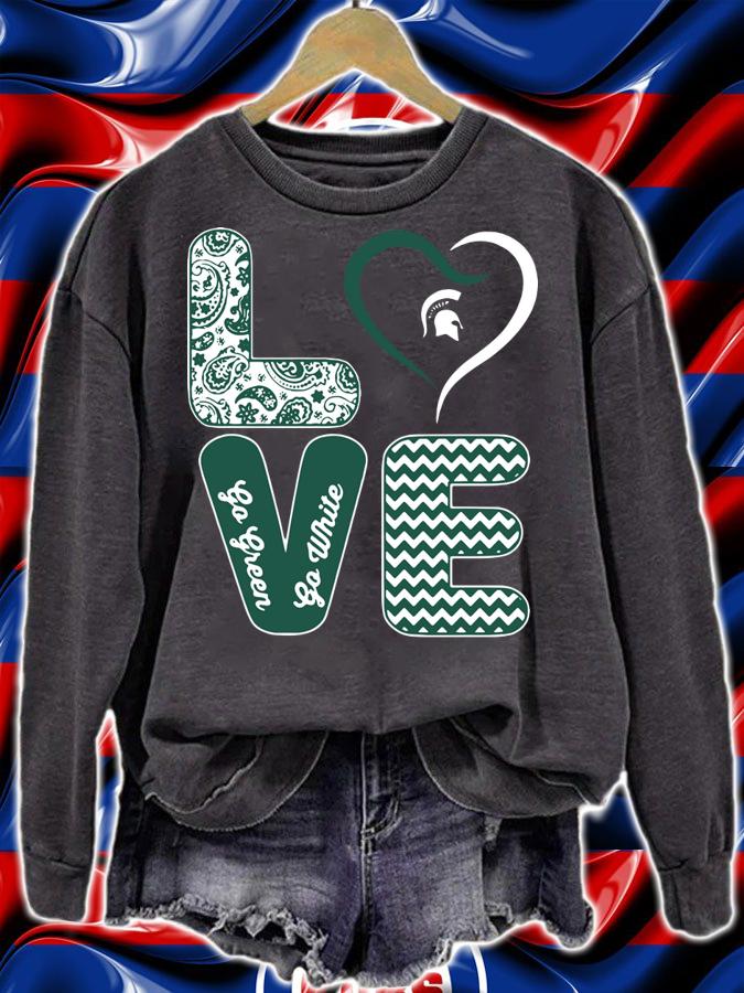 Official Michigan State Spartans Stacked Love t-shirt sweatshirt