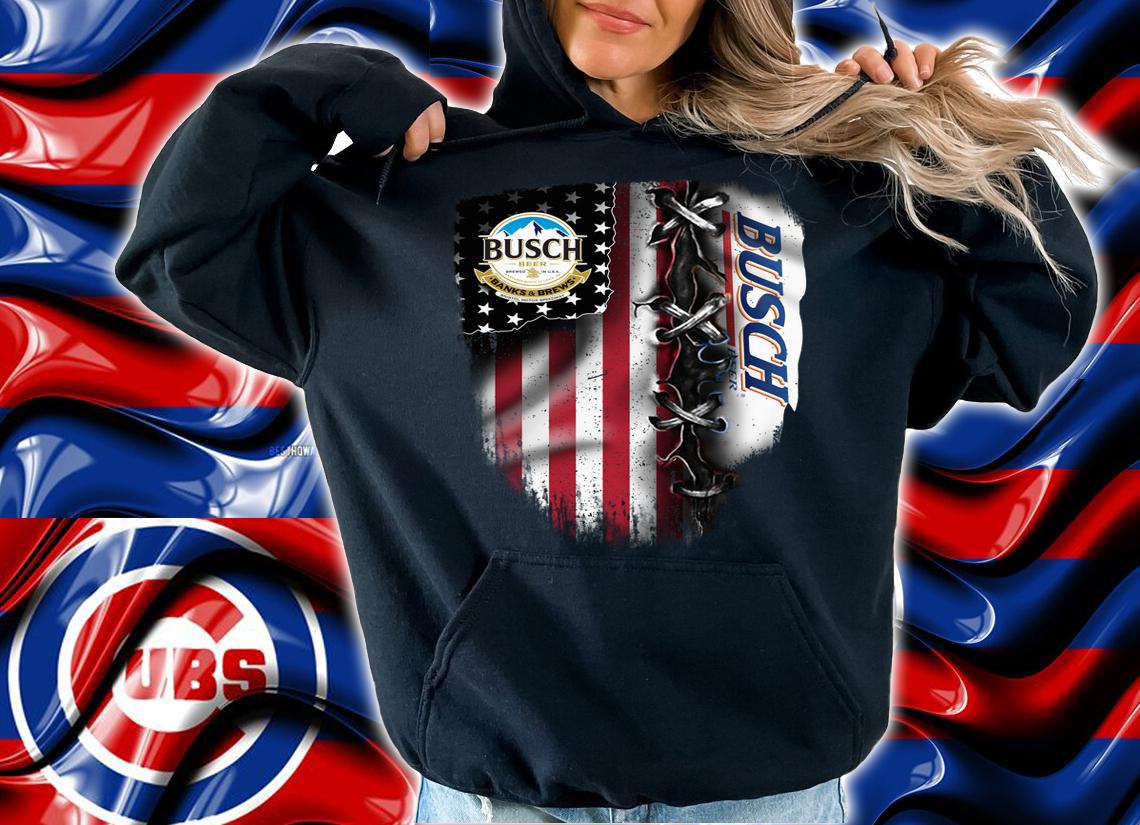 Busch Light inside American flag t-shirt hoodie