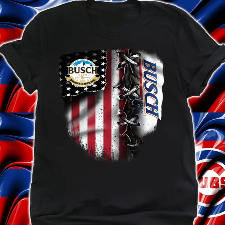 Busch Light inside American flag t-shirt shirt