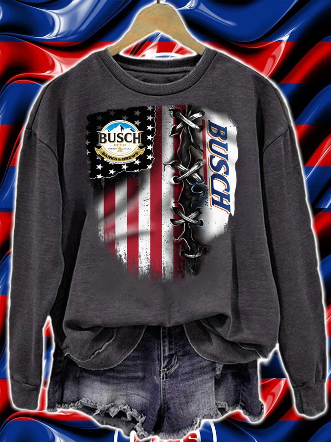 Busch Light inside American flag t-shirt sweatshirt