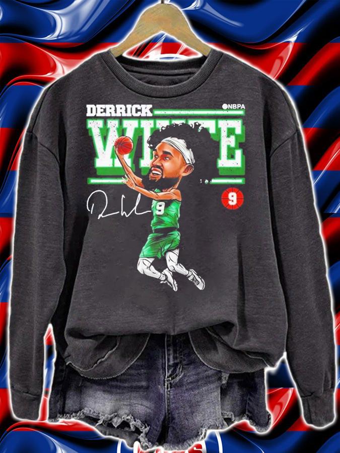 Derrick White Boston cartoon signature t-shirt sweatshirt