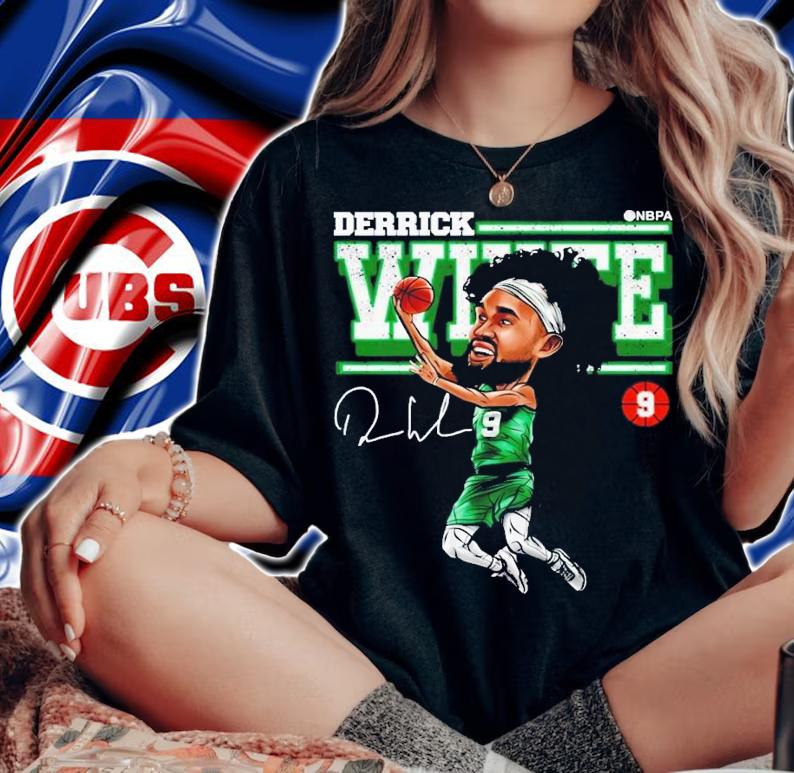 Derrick White Boston cartoon signature t-shirt woman shirt
