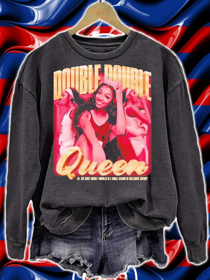Double double queen the most double doubles in a single season in collegiate history t-shirt sweatshirt