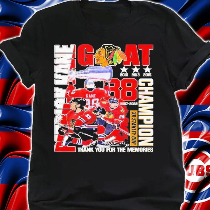 Goat Patrick Kane 3x Stanley Cup Champion Signatures Thank You For The Memories Shirt t-shirt shirt