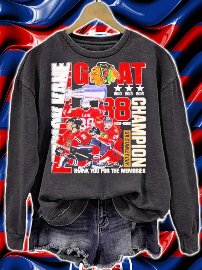 Goat Patrick Kane 3x Stanley Cup Champion Signatures Thank You For The Memories Shirt t-shirt sweatshirt