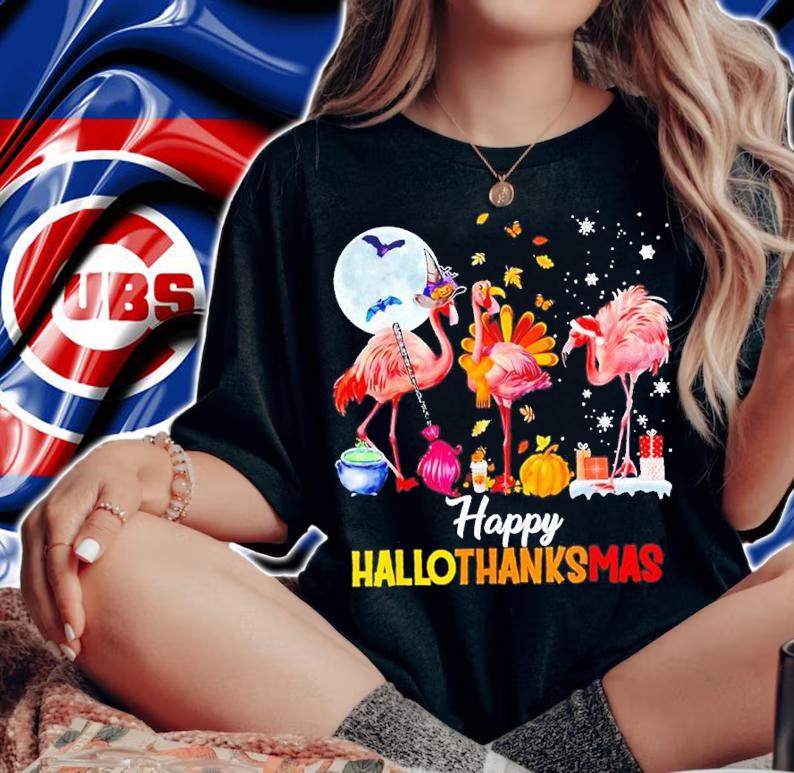 Thanksgiving Flamingo Happy HalloThanksmas Funny Halloween Shirt t-shirt woman shirt