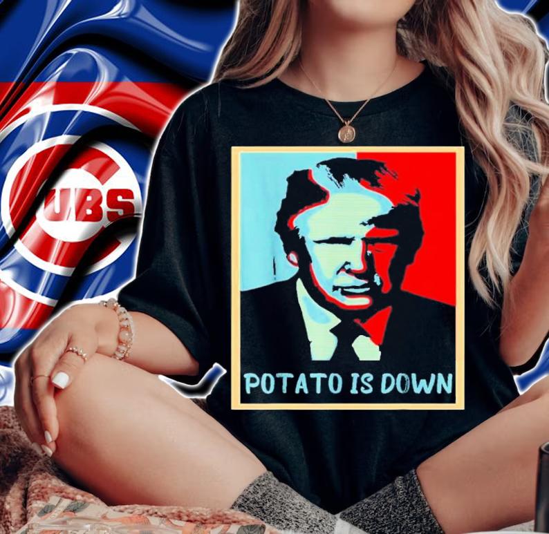 Biden Bike Bicycle Trump Potato Is Down Biden Falls Off Bike Shirt t-shirt