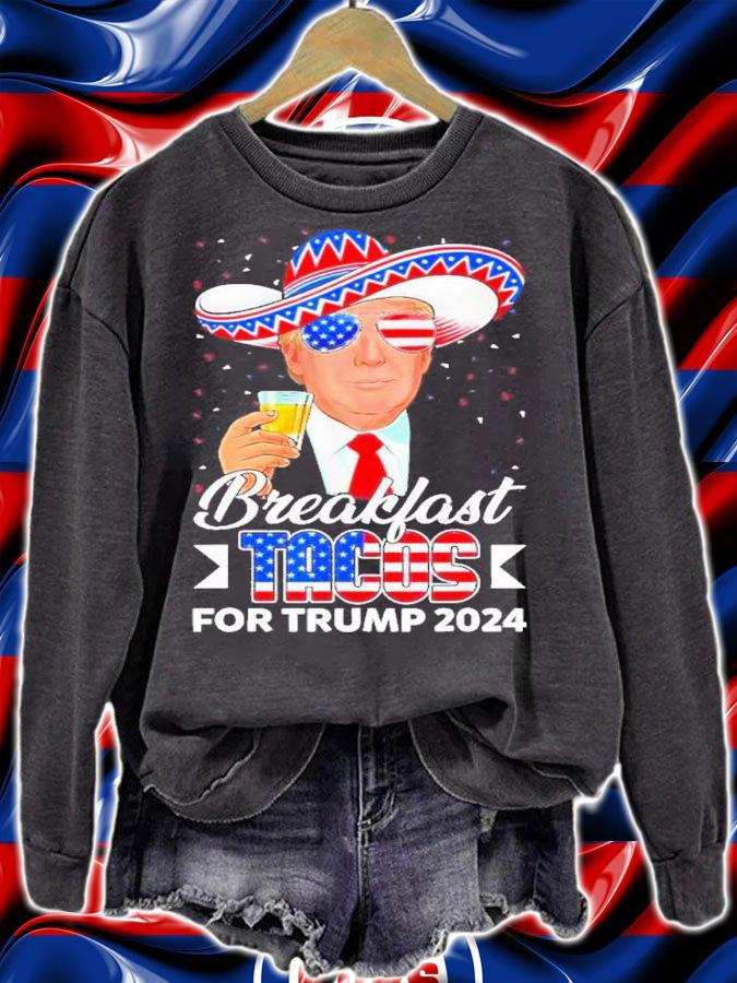 Breakfast Tacos For Trump 2024 USA Flag Shirt t-shirt sweatshirt