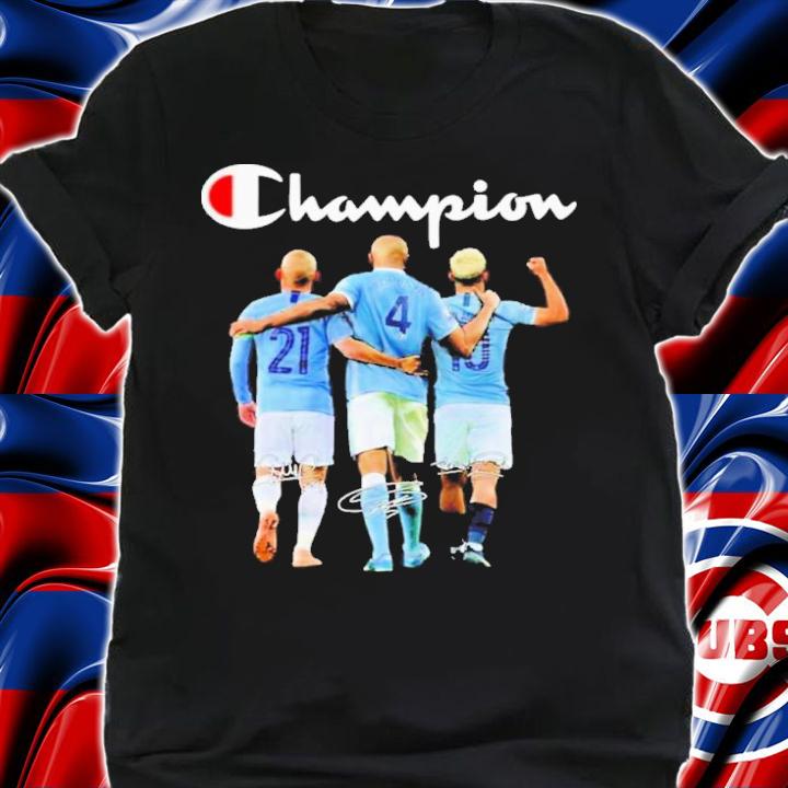 Champion David Silva Vincent Kompany And Sergio Aguero Signatures Shirt t-shirt