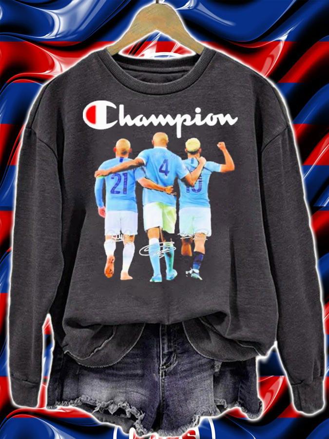 Champion David Silva Vincent Kompany And Sergio Aguero Signatures Shirt t-shirt