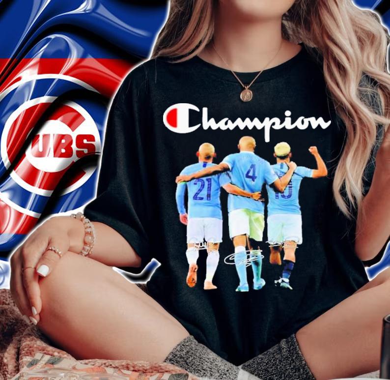 Champion David Silva Vincent Kompany And Sergio Aguero Signatures Shirt t-shirt