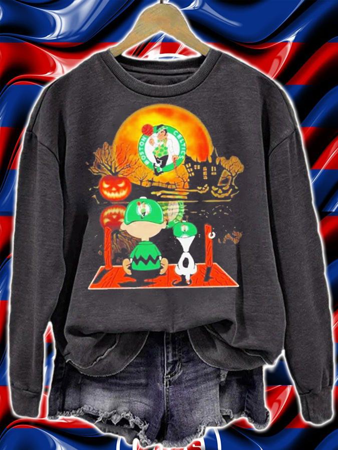 Snoopy And Charlie Brown Watching Boston Celtics Halloween Shirt t-shirt