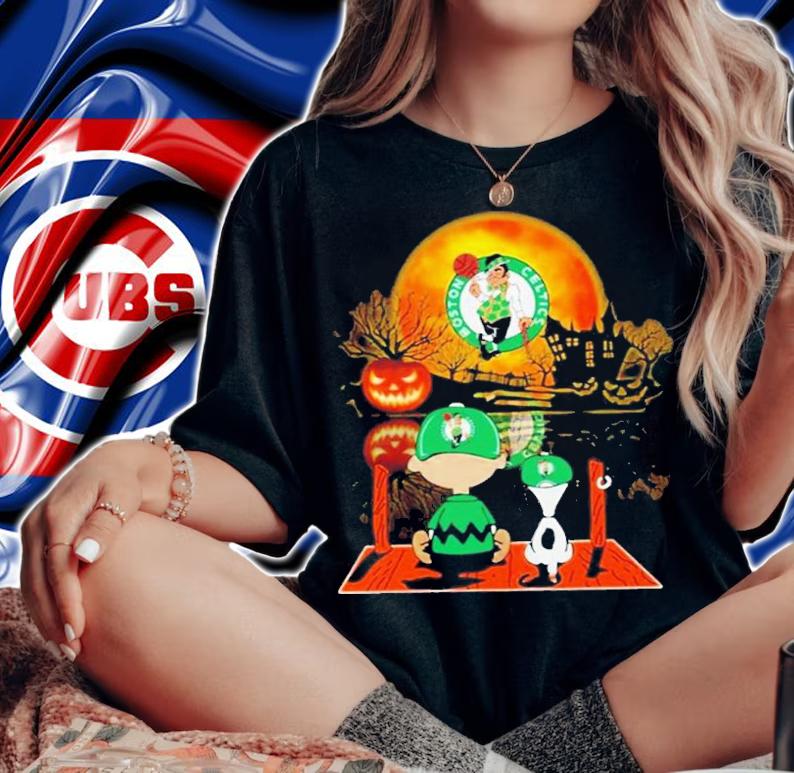 Snoopy And Charlie Brown Watching Boston Celtics Halloween Shirt t-shirt