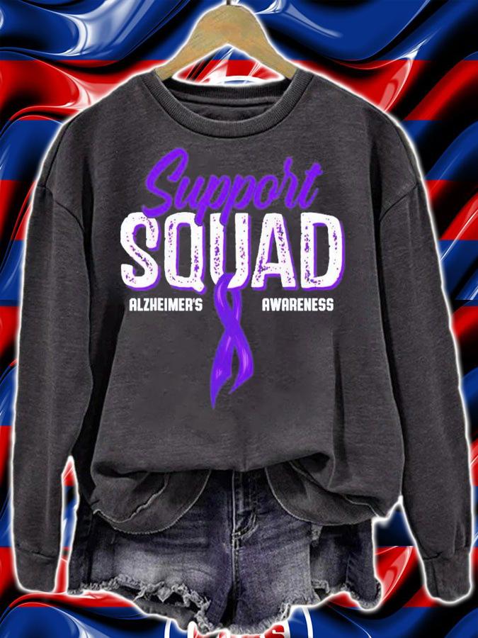 Support Squad Alzheimers Awareness Purple Ribbon T-Shirt t-shirt