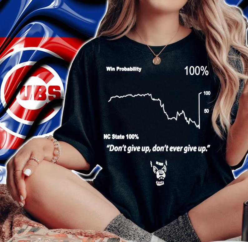 Win probability NC State 100% don't give up don't ever give up shirt t-shirt woman shirt