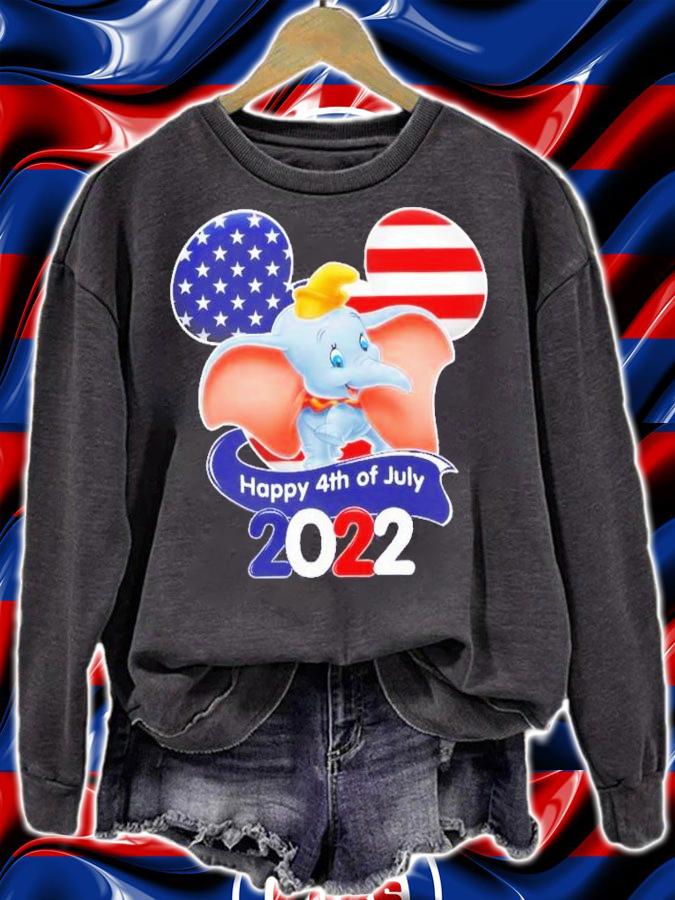 Dumbo The Elephant Flag 4th Of July Colorful Disney Graphic Cartoon T-Shirt t-shirt