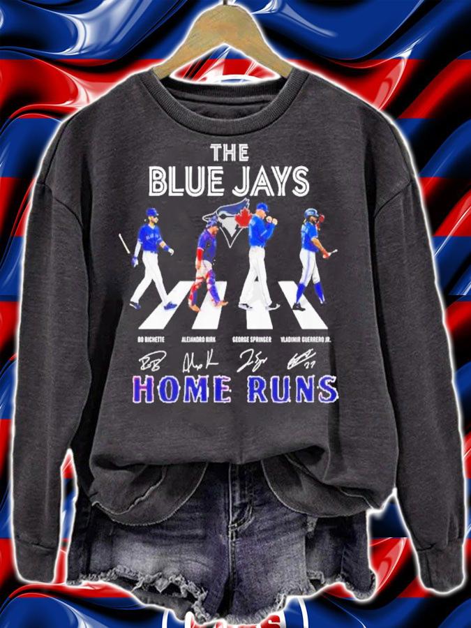 The Blue Jays Bo Bichette Alejandro Kirk George Springer And Vladimir Guerrero Jr Home Runs Abbey Road Signatures Shirt t-shirt sweatshirt