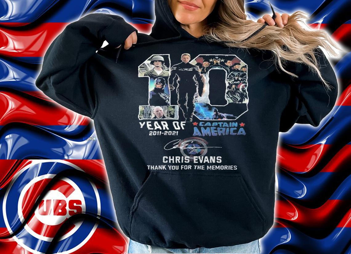 10 year of 2011-2021 Captain America Chris Evans thank you for the memories shirt t-shirt