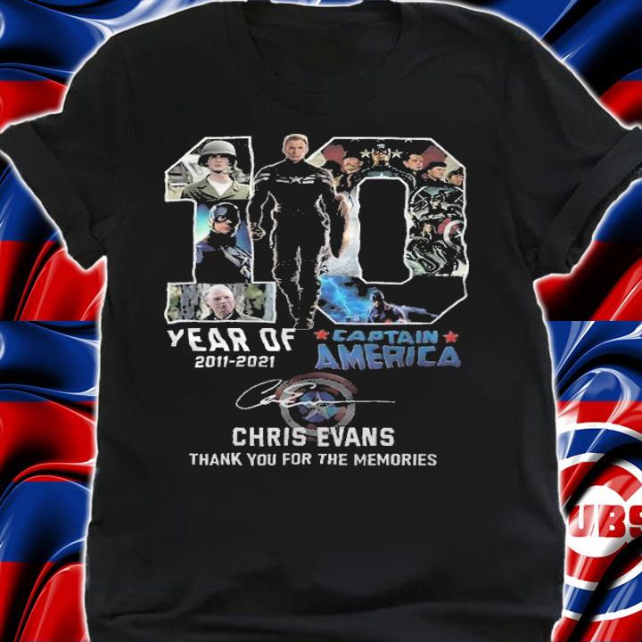 10 year of 2011-2021 Captain America Chris Evans thank you for the memories shirt t-shirt
