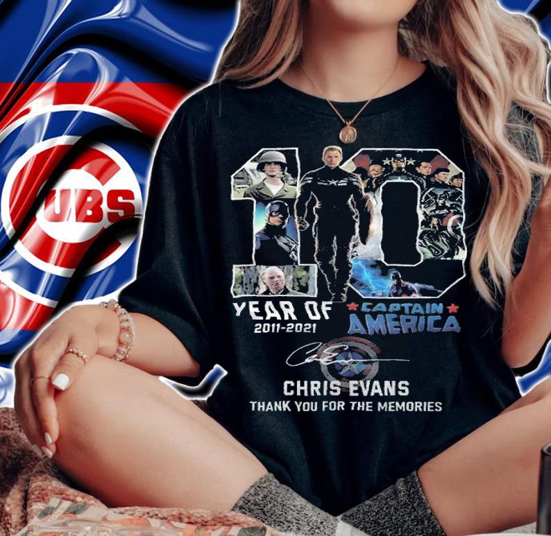 10 year of 2011-2021 Captain America Chris Evans thank you for the memories shirt t-shirt