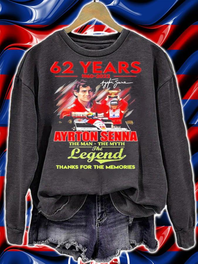 62 Years 1960-2022 Ayrton Senna The Man The Myth The Legend Signatures Thank You For The Memories Shirt t-shirt