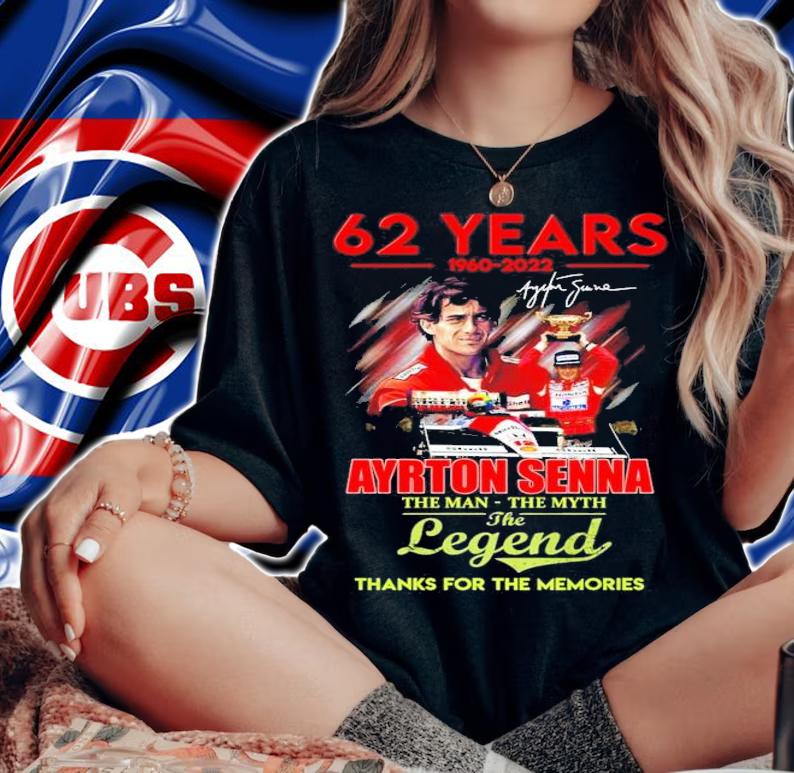 62 Years 1960-2022 Ayrton Senna The Man The Myth The Legend Signatures Thank You For The Memories Shirt t-shirt