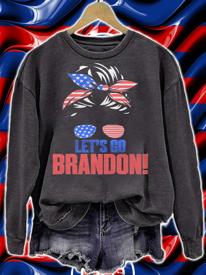 Anti President let's Go Brandon Messy Bun T-Shirt t-shirt sweatshirt