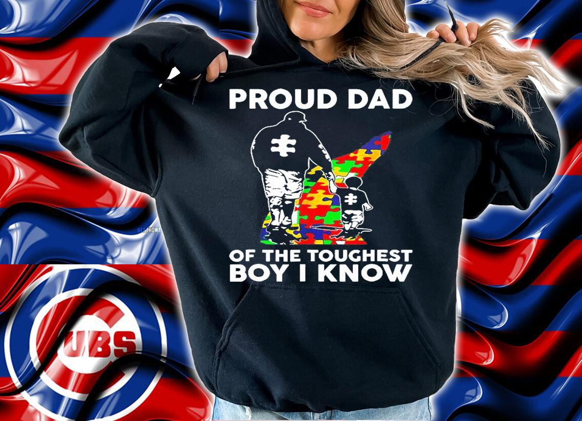 Autism Awareness Puzzle Proud Dad Of The Toughest Boy I Know T-Shirt t-shirt