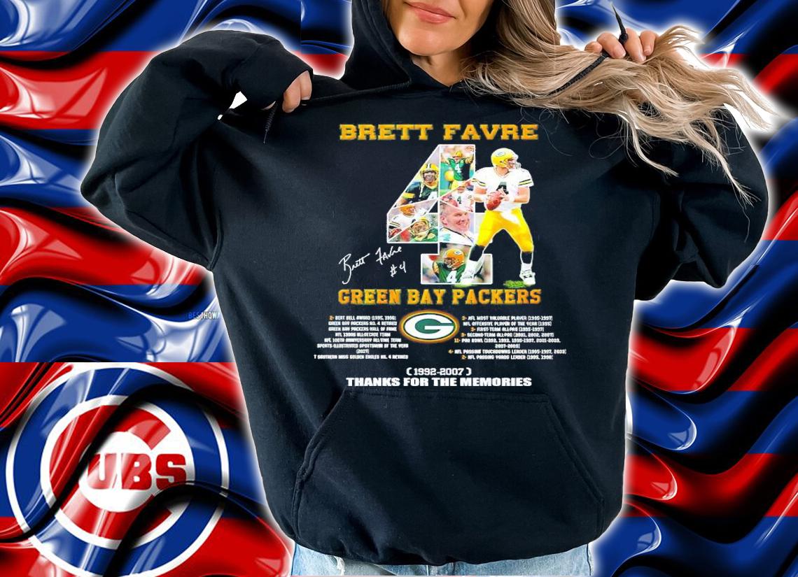 Brett Favre Green Bay Packers 1992-2007 Signatures Thanks For The Memories Shirt t-shirt