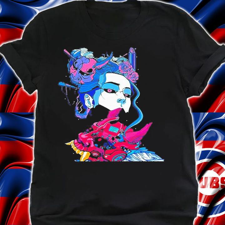 Cyberpunk Samurai Demon Mask Japanese Girl T-Shirt t-shirt shirt