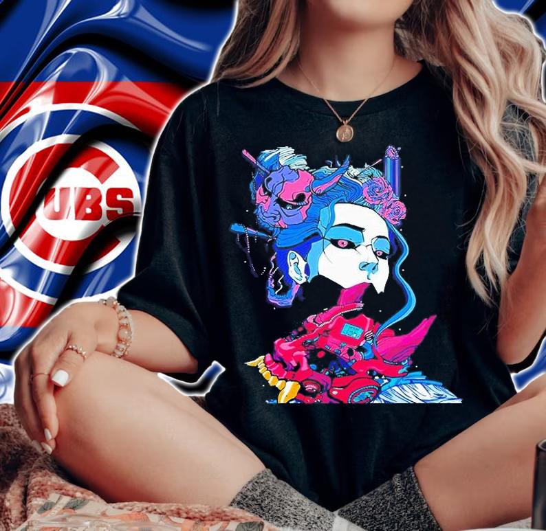 Cyberpunk Samurai Demon Mask Japanese Girl T-Shirt t-shirt woman shirt