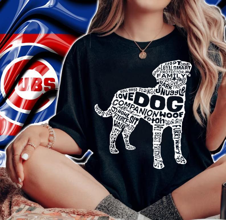 Dog Silhouette Word Cloud T-Shirt t-shirt woman shirt