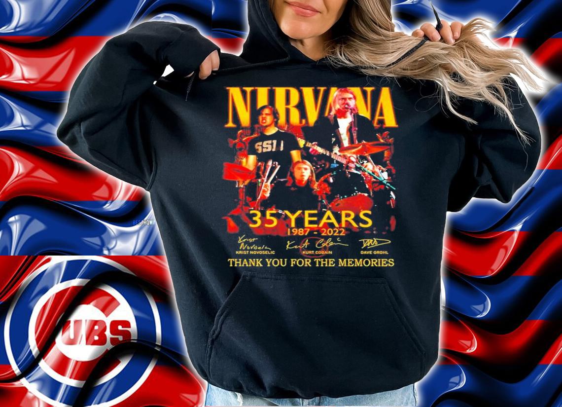 Nirvana 35 Years 1987-2022 Signatures Thank You For The Memories Shirt t-shirt hoodie