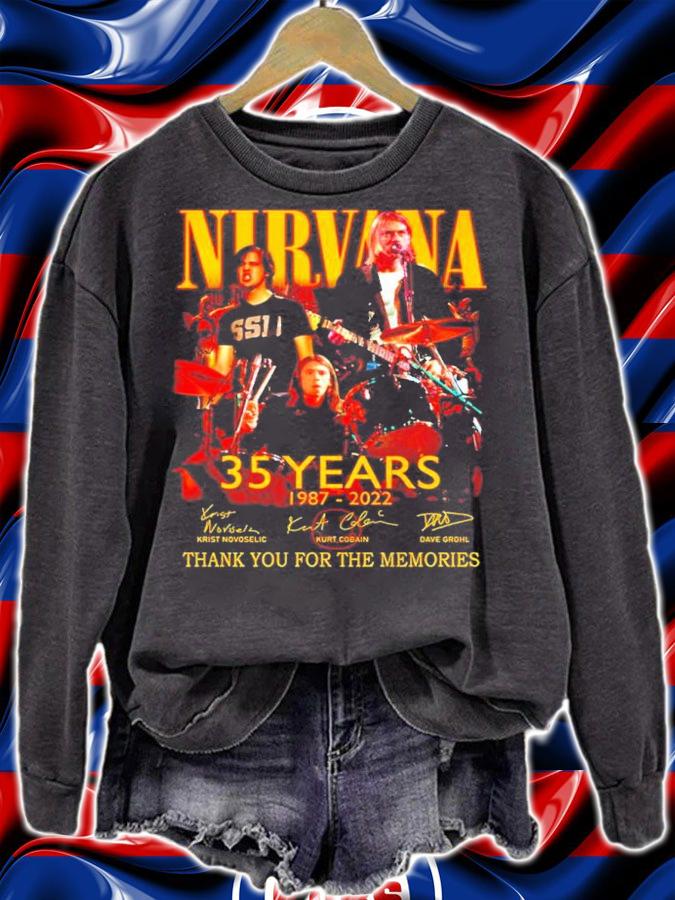 Nirvana 35 Years 1987-2022 Signatures Thank You For The Memories Shirt t-shirt sweatshirt
