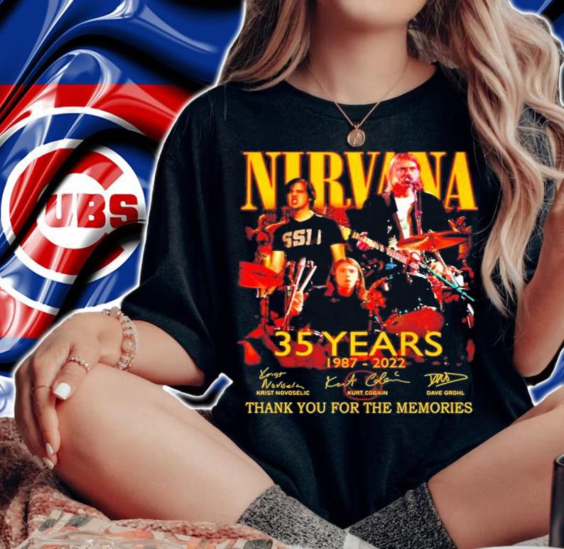 Nirvana 35 Years 1987-2022 Signatures Thank You For The Memories Shirt t-shirt woman shirt