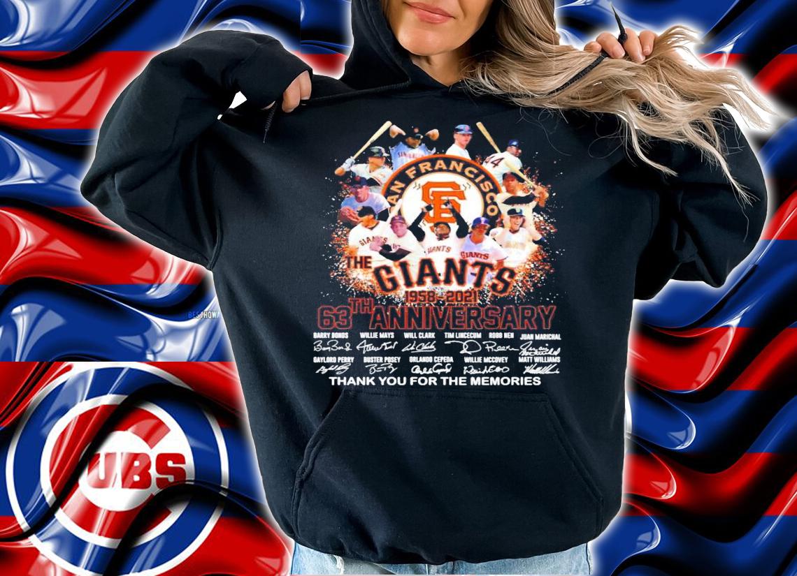San Francisco The Giants 63th anniversary 1958-2021 signatures shirt t-shirt