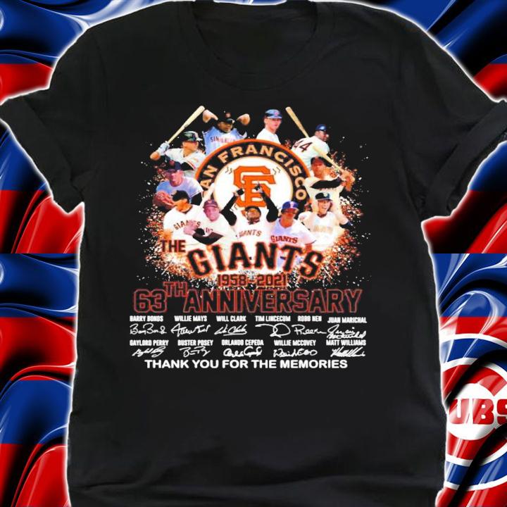 San Francisco The Giants 63th anniversary 1958-2021 signatures shirt t-shirt