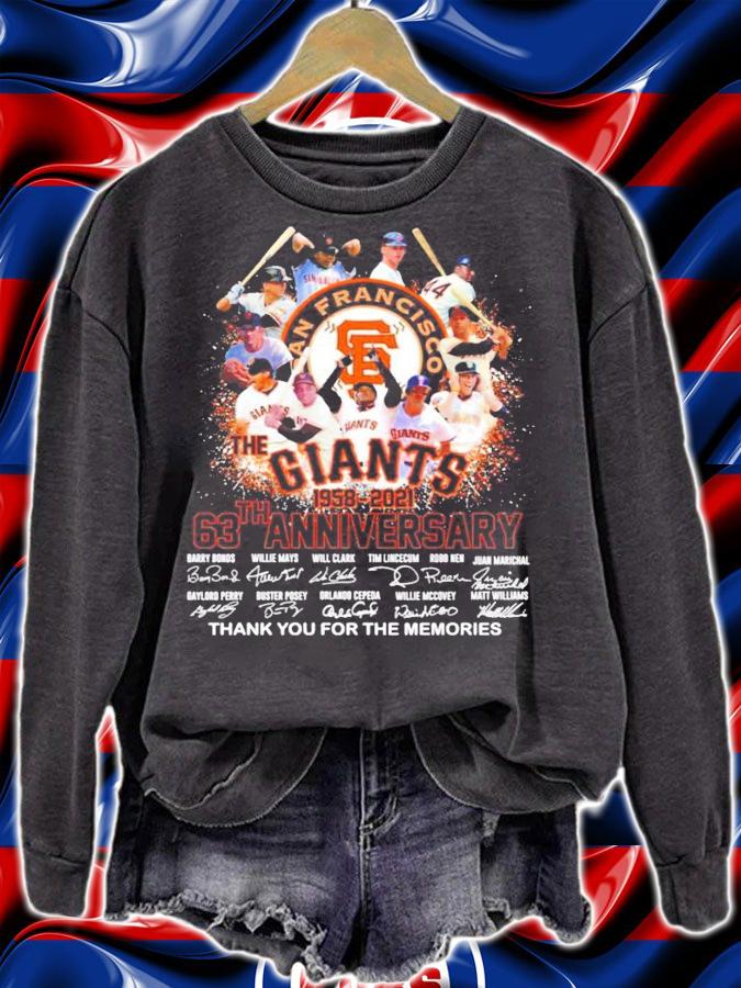 San Francisco The Giants 63th anniversary 1958-2021 signatures shirt t-shirt