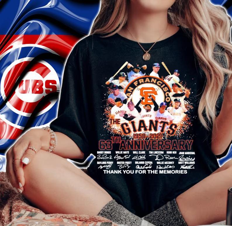 San Francisco The Giants 63th anniversary 1958-2021 signatures shirt t-shirt