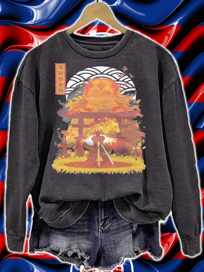 Demon Slayer Rengoku Kyojuro fire Japanese style T-shirt t-shirt sweatshirt