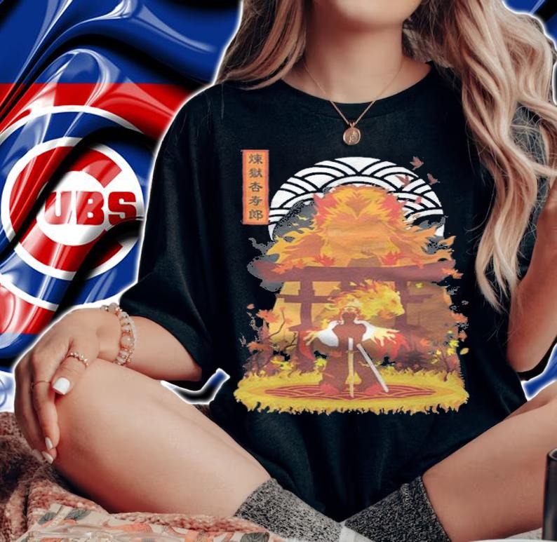 Demon Slayer Rengoku Kyojuro fire Japanese style T-shirt t-shirt woman shirt