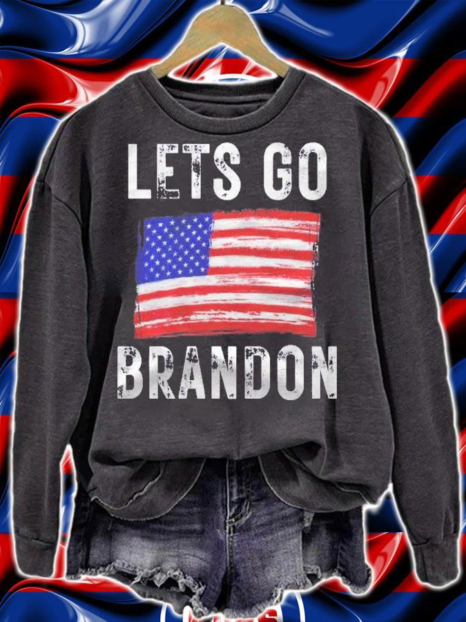 Lets Go Brandon Vintage Flag Patriotic Graphic On Back shirt t-shirt sweatshirt