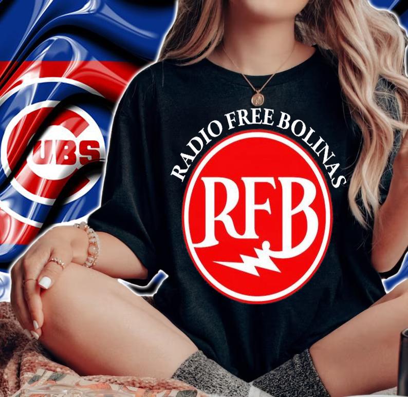 Radio free bolinas RFB logo T-shirt t-shirt woman shirt