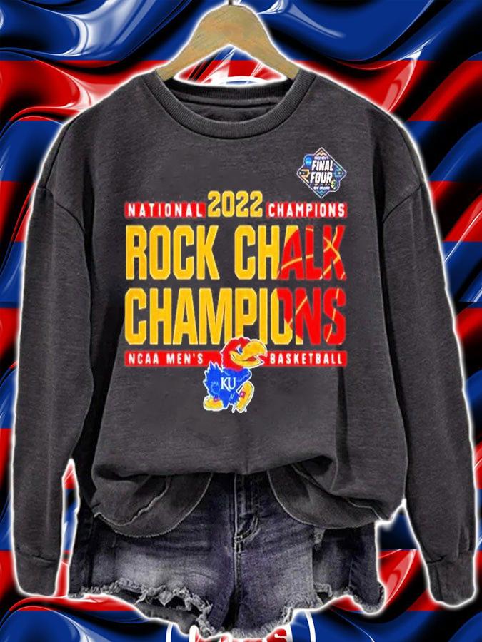Kansas Jayhawks 2022 National Champions Rock Chalk Champions Ncaa Mens Basketball T-Shirt t-shirt sweatshirt