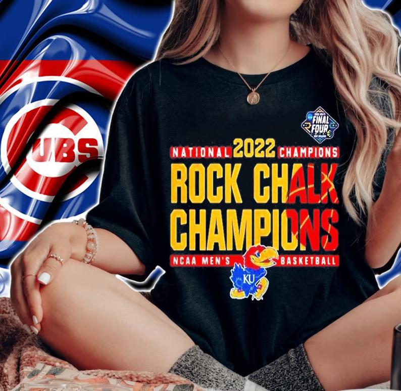 Kansas Jayhawks 2022 National Champions Rock Chalk Champions Ncaa Mens Basketball T-Shirt t-shirt woman shirt