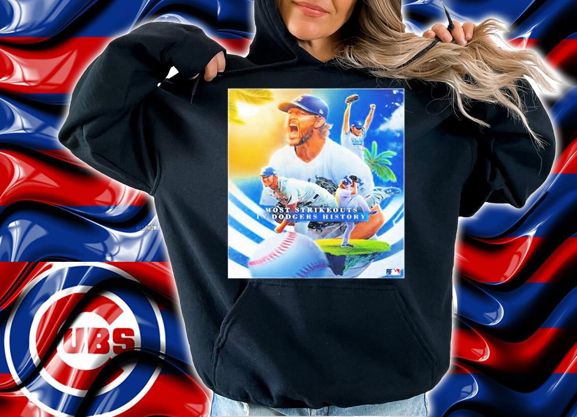 Clayton Kershaw 2697th K Most STrikeouts In Dodgers History MLB T-Shirt t-shirt hoodie