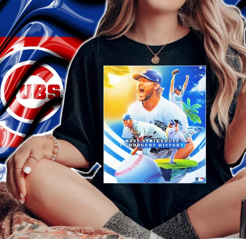 Clayton Kershaw 2697th K Most STrikeouts In Dodgers History MLB T-Shirt t-shirt woman shirt