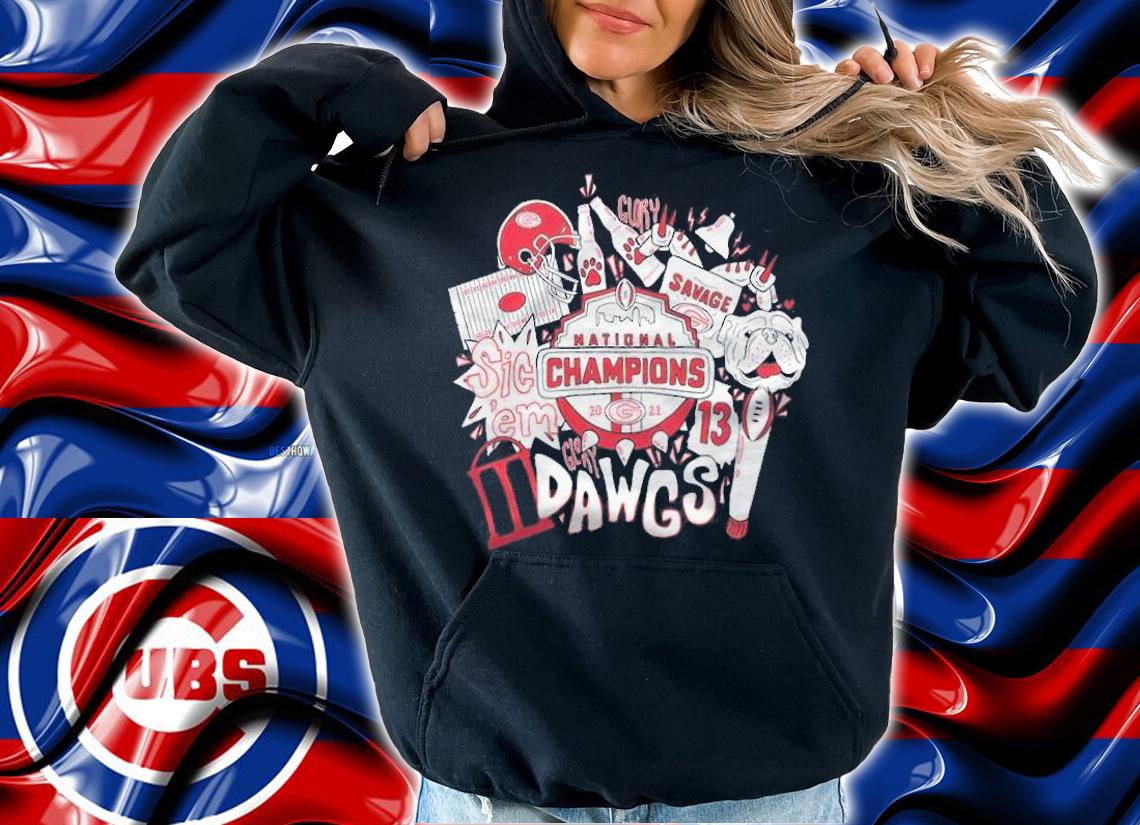 Georgia Bulldogs football Glory Savage National Champions 2021 Sic 'Em Dawgs logo T-shirt t-shirt
