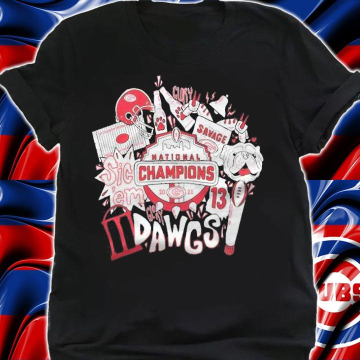Georgia Bulldogs football Glory Savage National Champions 2021 Sic 'Em Dawgs logo T-shirt t-shirt