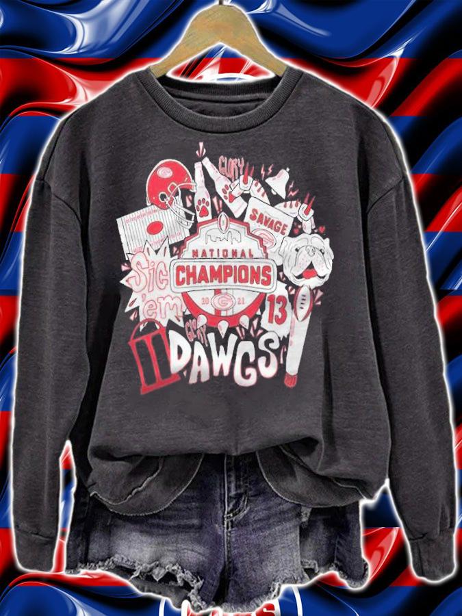 Georgia Bulldogs football Glory Savage National Champions 2021 Sic 'Em Dawgs logo T-shirt t-shirt